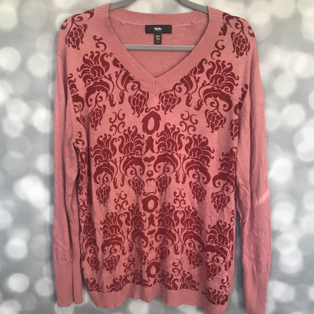 Mossimo Rose and Red Damask Sweater